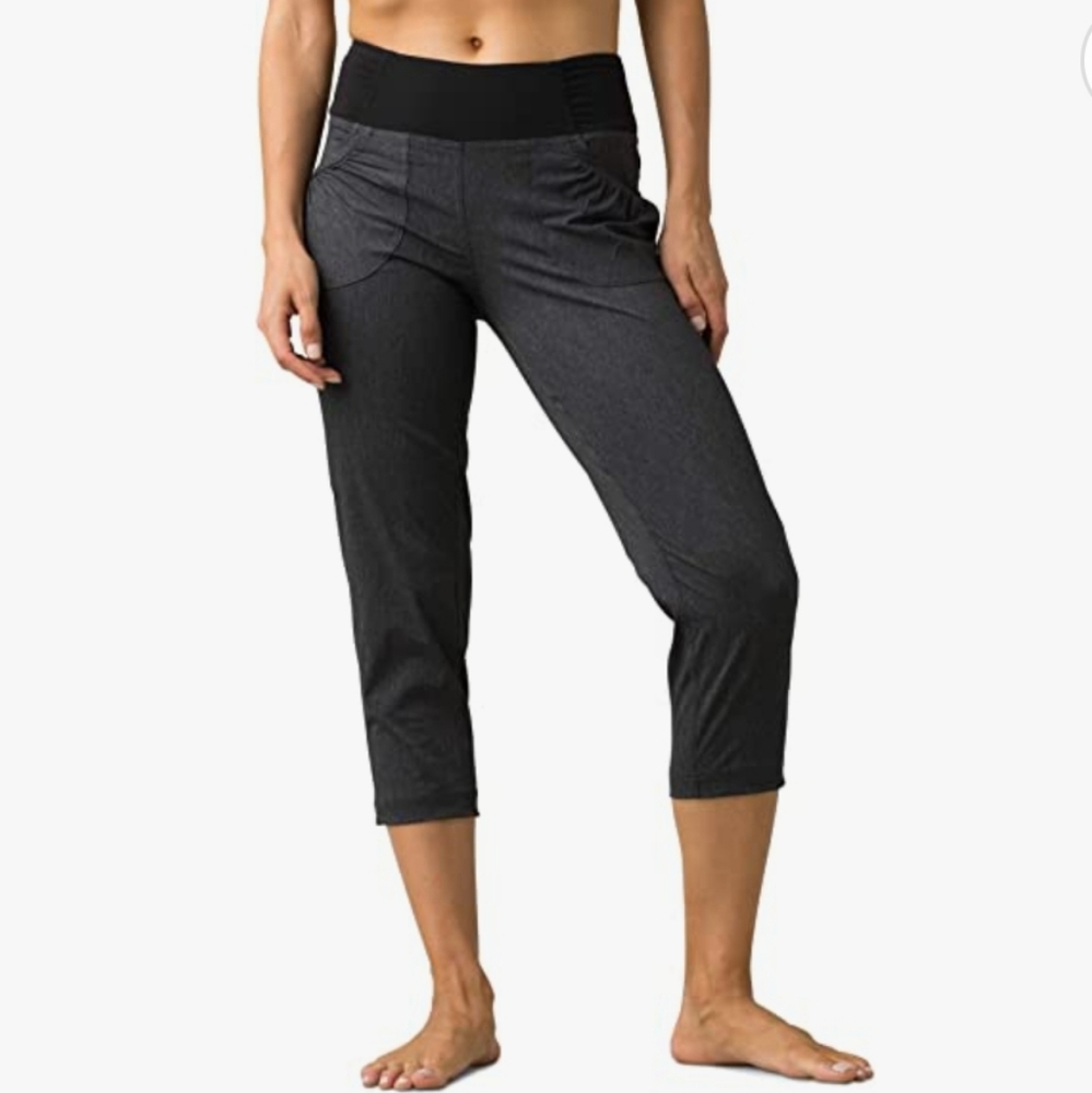 Prana Summit Heather Charcoal Hiking Active Capri Pants Size Small